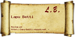 Lapu Betti névjegykártya